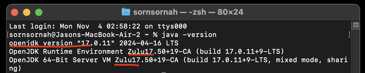 Checking Java Version on Mac - Display