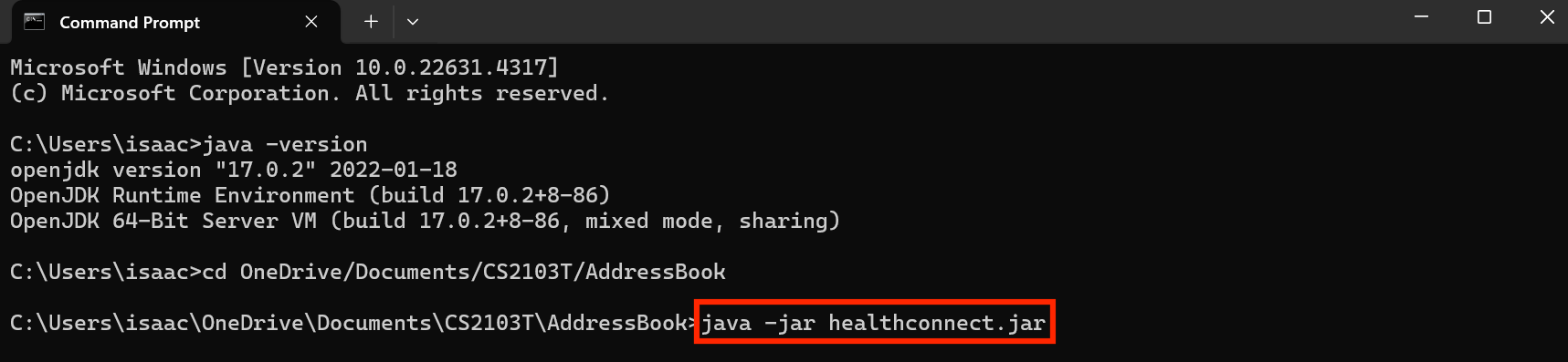 Entering JAR Command on Windows